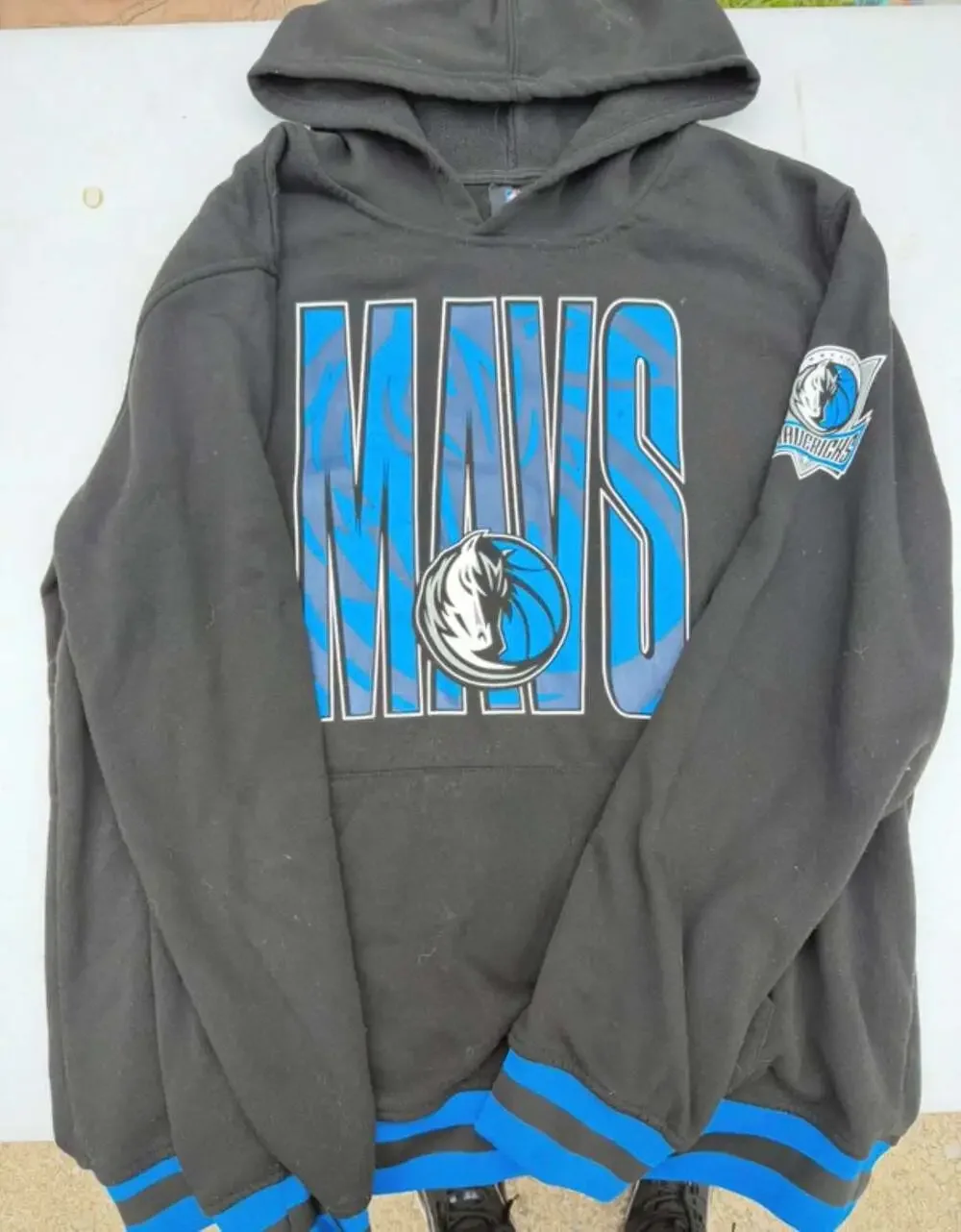 Dallas Maverick Hoodie Men Black L Playoff Basketball Championship VHMD972F